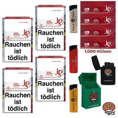 JPS/John Player Special Red/Rot XL Volumentabak 4x 56g, Extra Hülsen, Zubehör