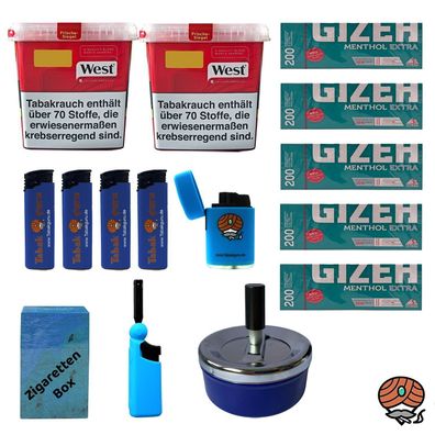 West Red Tabak/Volumentabak Giga Box 2x 160g, Gizeh Menth. Extra Hülsen, Zubehör