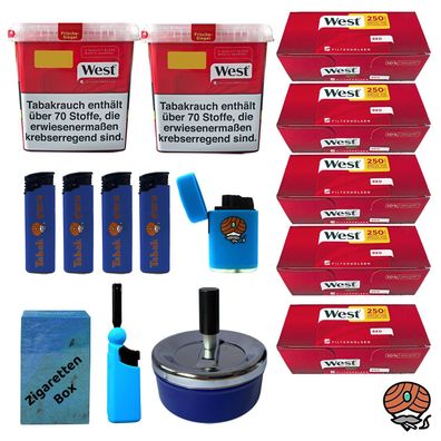 West Red Tabak/Volumentabak Giga Box 2x 160g, 1250 West Extra Hülsen, Zubehör