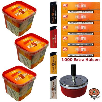 Pall Mall Allround Volumentabak Maxi Box 3x 263g + Xtra Hülsen + Zubehör