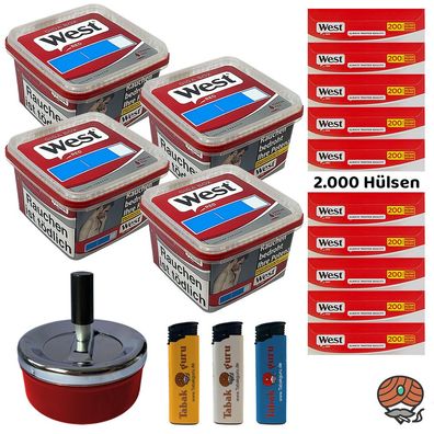 West Red Volumentabak Giga Box 4x 160g, 2000 Rot Hülsen, Zubehör