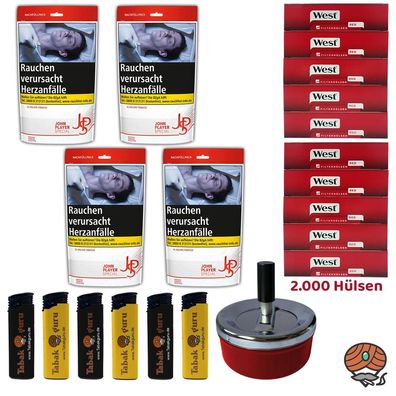 John Player Special Red/Rot Volumentabak Zip Bag 4x 80g, West Hülsen, Zubehör
