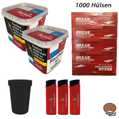 Burton Red Volumentabak Stopftabak MEGA Box 2x 270g, 1000 Hülsen, Zubehör