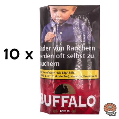 Buffalo Red Feinschnitt Drehtabak 10x 40g Pouch/Beutel