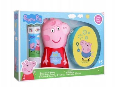 Peppa Pig 2-in-1 Duschgel & Shampoo 400 ml + Seifenblasen 60 ml + Schwamm Set