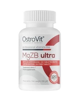 OstroVit MgZB Ultra - Hochdosiertes Magnesium-Zink-B6 Supplement, 120 Tabletten
