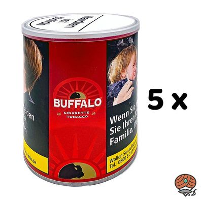 Buffalo Red / Rot Feinschnitt Zigarettentabak / Drehtabak Dose 5x 140g