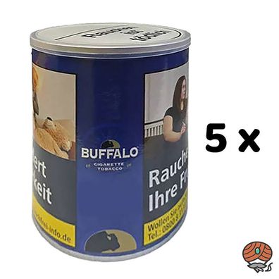 Buffalo Blue/Blau Feinschnitt Zigarettentabak/Drehtabak Dose 5x 140g