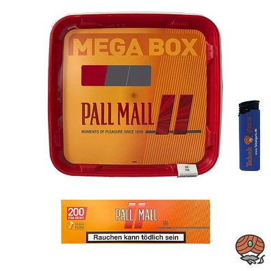 Pall Mall Allround Tabak Mega Box 125g, 200 Xtra Filterhülsen, Feuerzeug