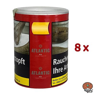 Atlantic Red Tabak/Volumentabak/Stopftabak/Zigarettentabak 8x 65g Dose