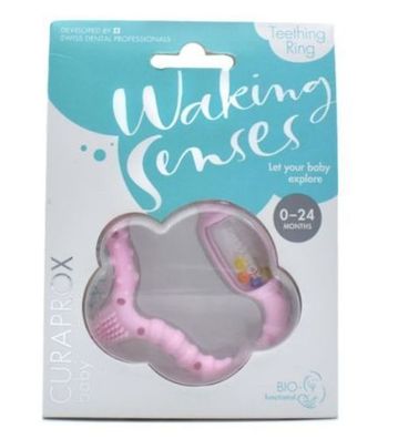 Curaprox Baby Beissring mit Buerste 0-24 Monate - Weckende Sinne