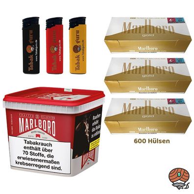 Marlboro Crafted Selection Volumentabak 230g Mega Box, 3x Marlboro Gold Hülsen
