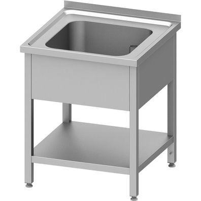 Stalgast Spültisch mit Grundboden 700x700x850 mm, mit einem Becken mit Aufkantung,