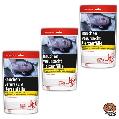 JPS John Player Special Red/Rot Zip Bag Volumentabak 3x 94g Stopftabak