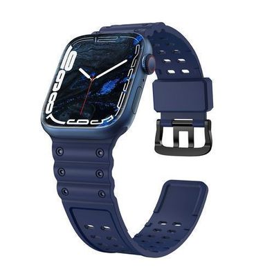 Dreifachschutz Armband fuer Apple Watch SE, 9, 8, 7, 6, 5, 4, 3, 2, 1 - Blau (41,