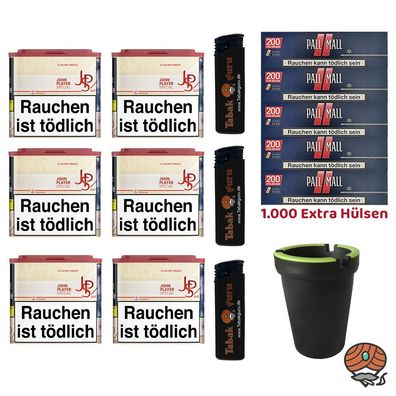 JPS/John Player Just Red Tabak Dose 6x 36g, Pall Mall Extra Hülsen, Zubehör
