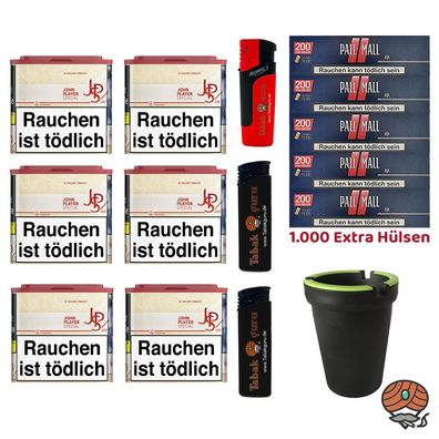 JPS/John Player Just Red Tabak 6x 36g, Pall Mall Red Xtra Hülsen, Zubehör