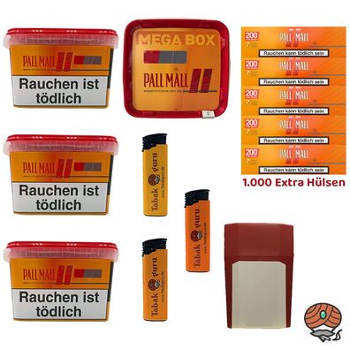 Pall Mall Allround Mega Box Tabak 4x 125g, 1000 Xtra Hülsen, Feuerz., Box