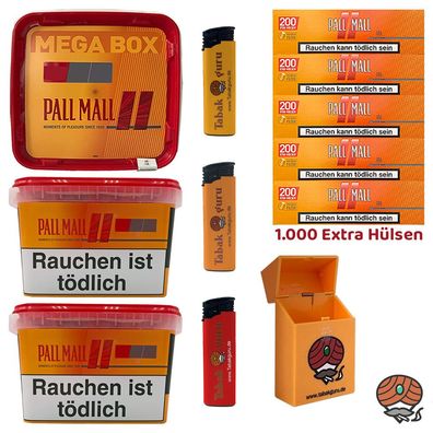 Pall Mall Allround Tabak Mega Box 3x 125g, Allround Hülsen, Feuerz., Box