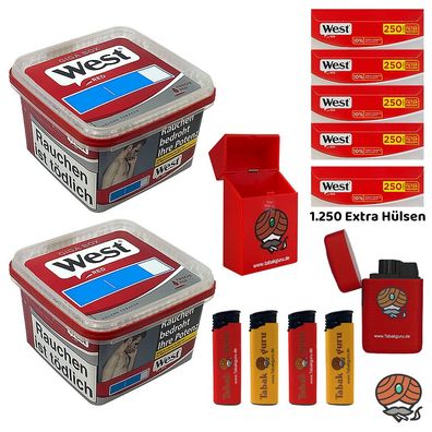 West Tabak/Volumentabak Giga Box 2x 160g, 1250 Red Extra Hülsen, Zubehör