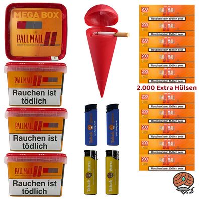Pall Mall Allround Red Mega Box 4x 125g Tabak, Xtra Hülsen, Strandascher