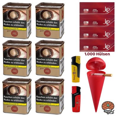 Lucky Strike Origins USA Red Tabak Dose 6x à 64g, JPS Extra Hülsen, Strandascher