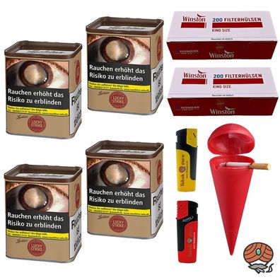 Lucky Strike Origins USA Red Tabak Dose 4x à 64g, Winston Hülsen, Strandascher