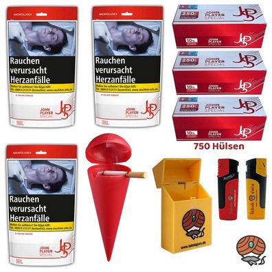 John Player Special Red/Rot Tabak Zip Bag 3x 94g, Extra Hülsen, Strandascher