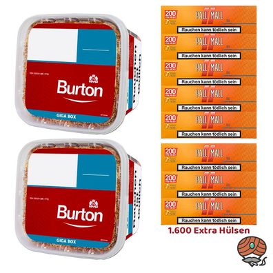 Burton GIGA Box Volumentabak 2x 400g + 1600 Pall Mall Allround Xtra Hülsen
