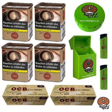 Lucky Strike Origins USA Red Tabak Dose 4x à 64g, OCB Eco Tubes Hülsen, Zubehör