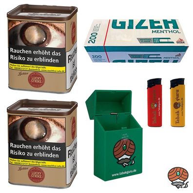 Lucky Strike Origins USA Red Tabak Dose 2x à 64g, Gizeh Menth. Hülsen, Zubehör