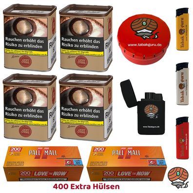 Lucky Strike Origins USA Red Tabak Dose 4x 64g, Pall Mall Xtra Hülsen, Zubehör