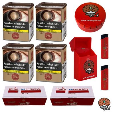 Lucky Strike Origins USA Red Tabak Dose 4x 64g, Winston Hülsen, viel Zubehör