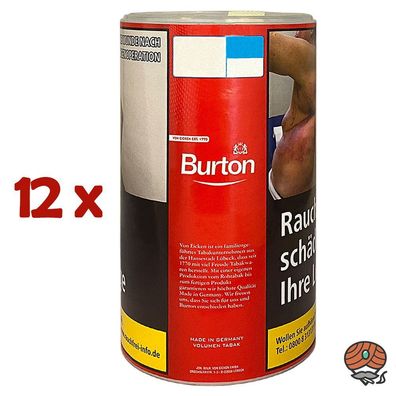 Burton Red / Rot Volumentabak / Zigarettentabak XXL Dose 12x 90g