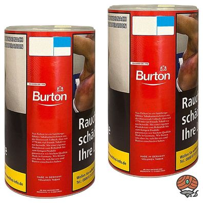 Burton Red / Rot Volumentabak / Zigarettentabak XXL Dose 2x 90g