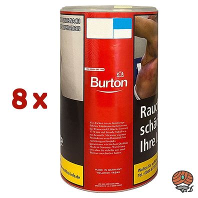 Burton Red / Rot Volumentabak / Zigarettentabak XXL Dose 8x 90g