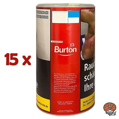 Burton Red / Rot Volumentabak / Zigarettentabak XXL Dose 15x 90g