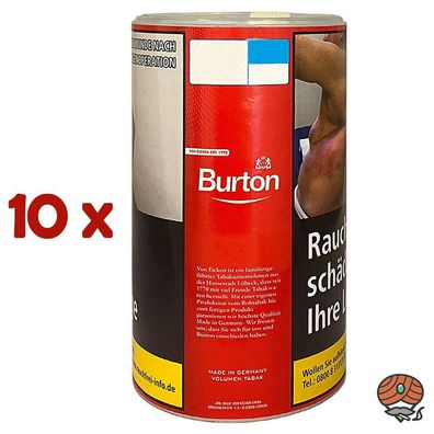 Burton Red / Rot Volumentabak / Zigarettentabak XXL Dose 10x 90g