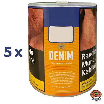 5x Denim Volumentabak / Stopftabak Dose à 65g
