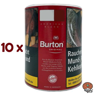 Burton Original Feinschnitt Tabak / Stopf- Drehtabak Dose 10x 120g