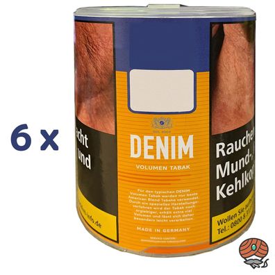 6x Denim Volumentabak / Stopftabak Dose à 65g