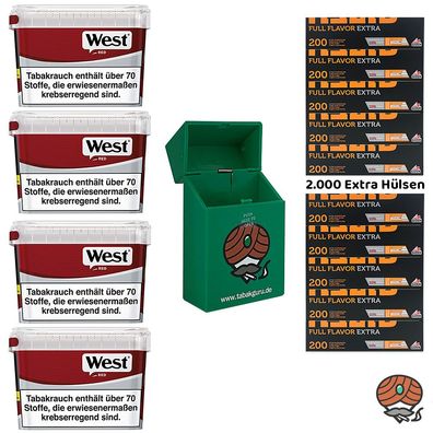 West Red Box Volumentabak 4x 115g, Gizeh Full Fl. Extra Hülsen, Zigarettenbox