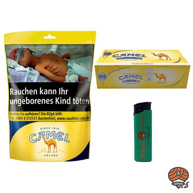 Camel Volumentabak Beutel 96g + 200 Camel Hülsen + 1 Feuerzeug