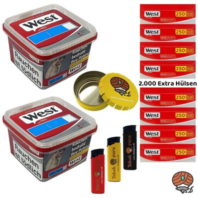 West Red Tabak/Volumentabak Giga Box 2x 160g, Extra Hülsen, Ascher, Feuerzeuge