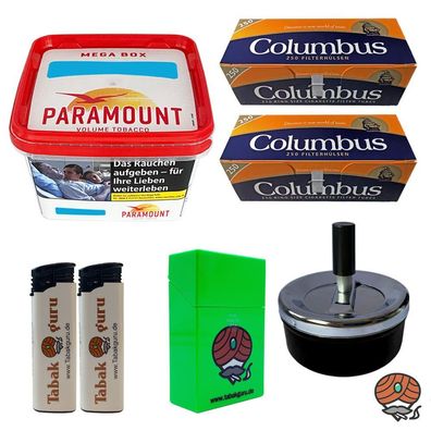 Paramount Volumentabak Mega Box 125g, 500 Columbus Hülsen und Zubehör