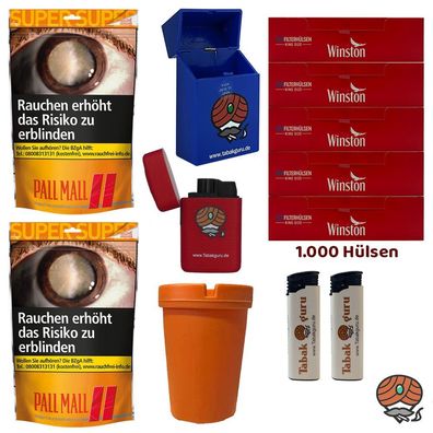 Pall Mall Allround Volumentabak Super Beutel 2x 145g, Winston Hülsen, Zubehör