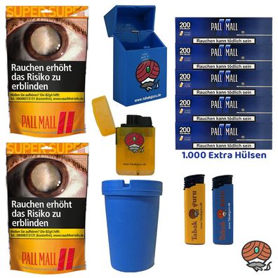 Pall Mall Allround Volumentabak Super Beutel 2x 145g, Blue Xtra Hülsen Zubehör