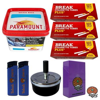 Paramount Volumentabak Mega Box 125g, 600 Break Plus Extra Hülsen und Zubehör