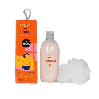 Set "Entspannungszeit Bade- und Duschgel 500ml mit Duschschwamm fuer gemuetliche S