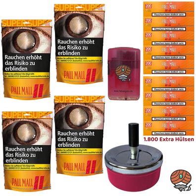 Pall Mall Allround Volumentabak Super Beutel 4x 145g, Xtra Hülsen, Drehascher